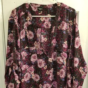 Torrid Size 4 Flowery Leopard Blouse